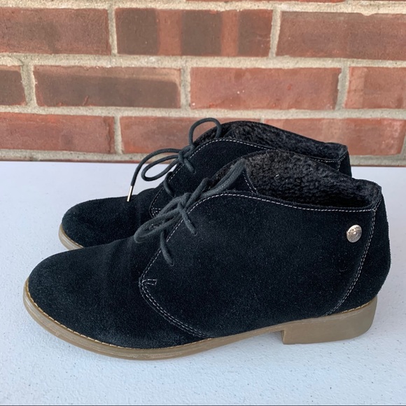 Eddie Bauer Valerie black suede lace up ankle boot - Picture 5 of 9